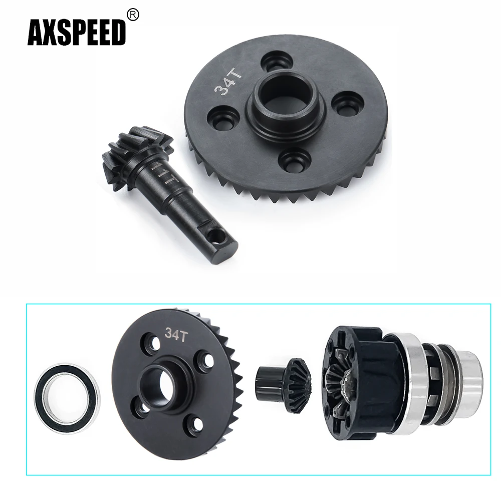 

AXSPEED Steel 10/35T 11/34T 12/33T Overdrive Underdrive Axle Differential Gears With Ring Pinion for 1/10 RC Crawler TRX4