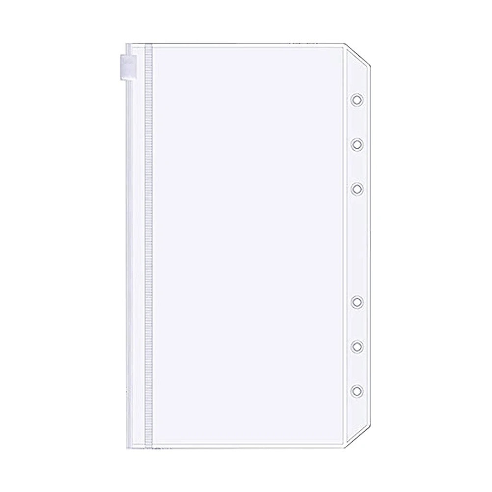 25Pcs A6 Binder Pockets Transparent PVC 6-Hole Binder Pockets Zip Folder Plastic Notebook Budget Envelopes