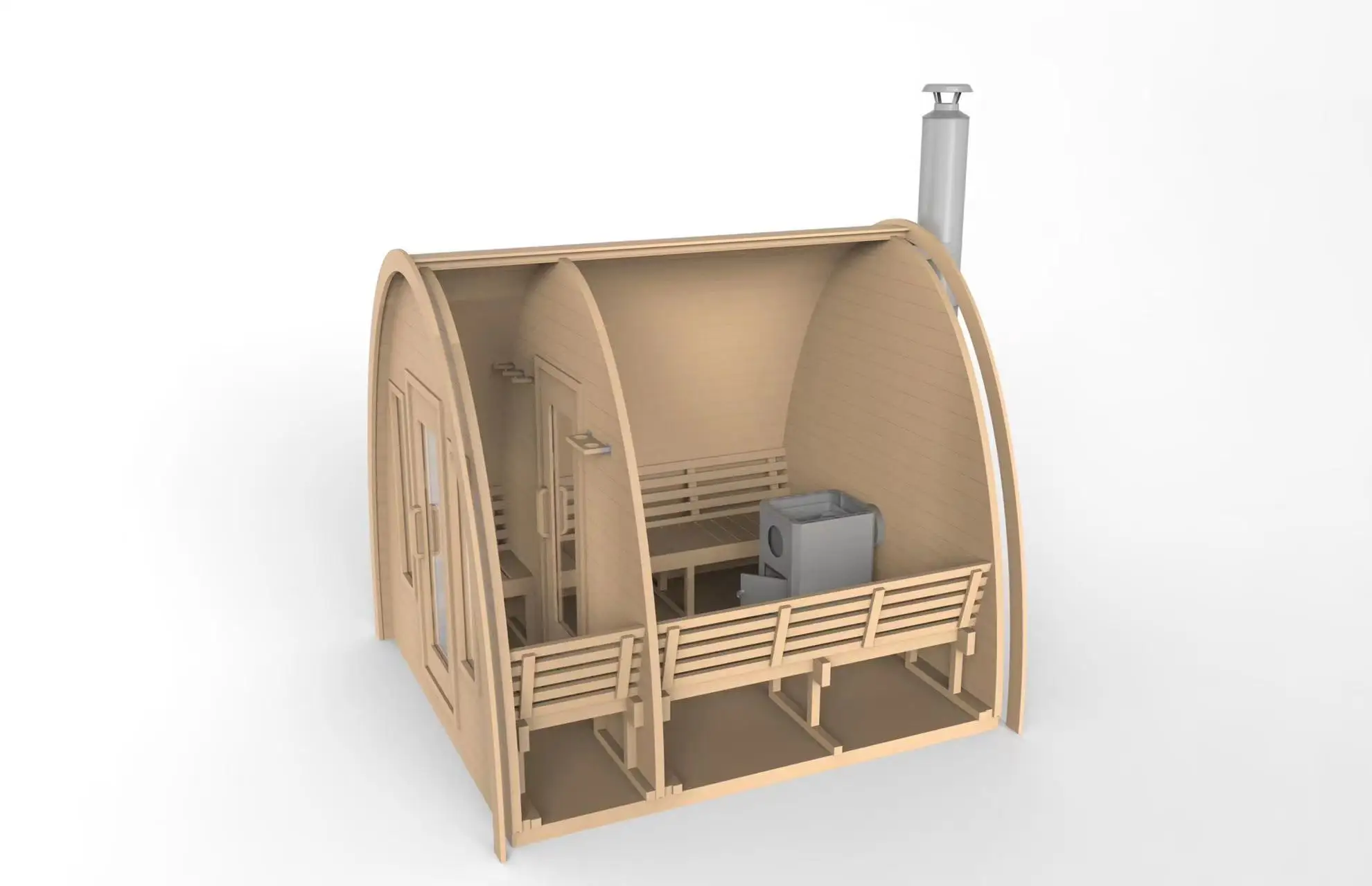 

High Quality With Changing Room Outdoor Sauna Pod Cedar Barrel Sauna Room
