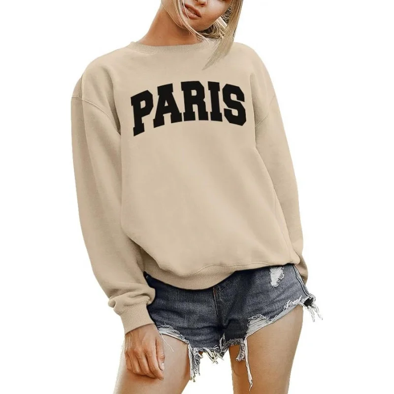 Men's and Women's Paris Casual Fashion Loose Paris Academy Style Sportswear Long Sleeve Top