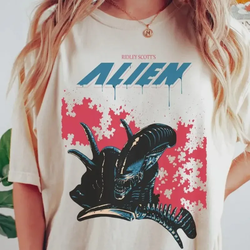 Retro Alien Movie T-shirt, Retro Horror Movie T-shirt Women's T-shirt Summer New Style Unisex Casual and Fashionable T-shirt