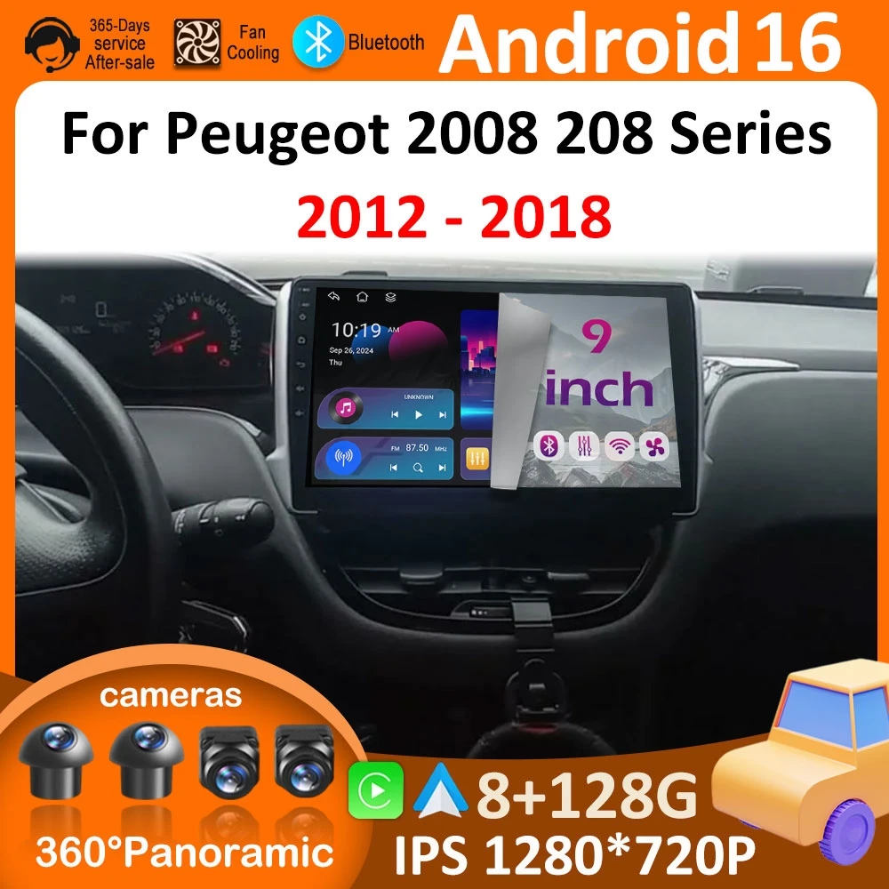 

Wireless Carplay Android 16 for Peugeot 2008 208 Series 2012 2013 2014 2015 2016 2017 2018 GPS Navigation Cooling fan Accessorie
