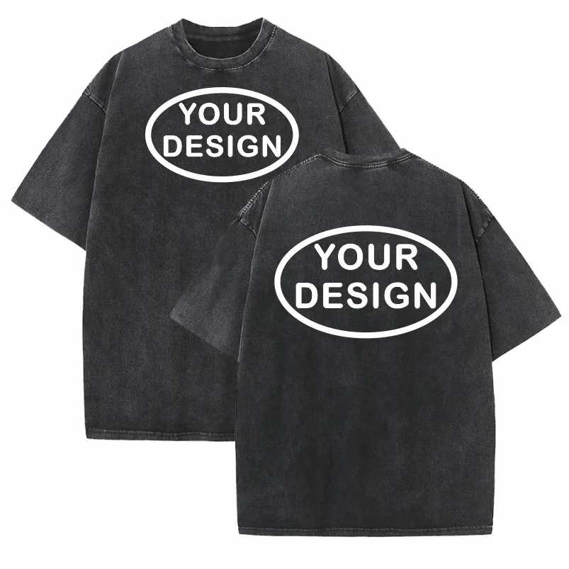 Men's 230G Pure Cotton Custom T-shirt with Hip-hop Street Team Logo, Loose Fit, High-temperature Printed Custom Top image 2
