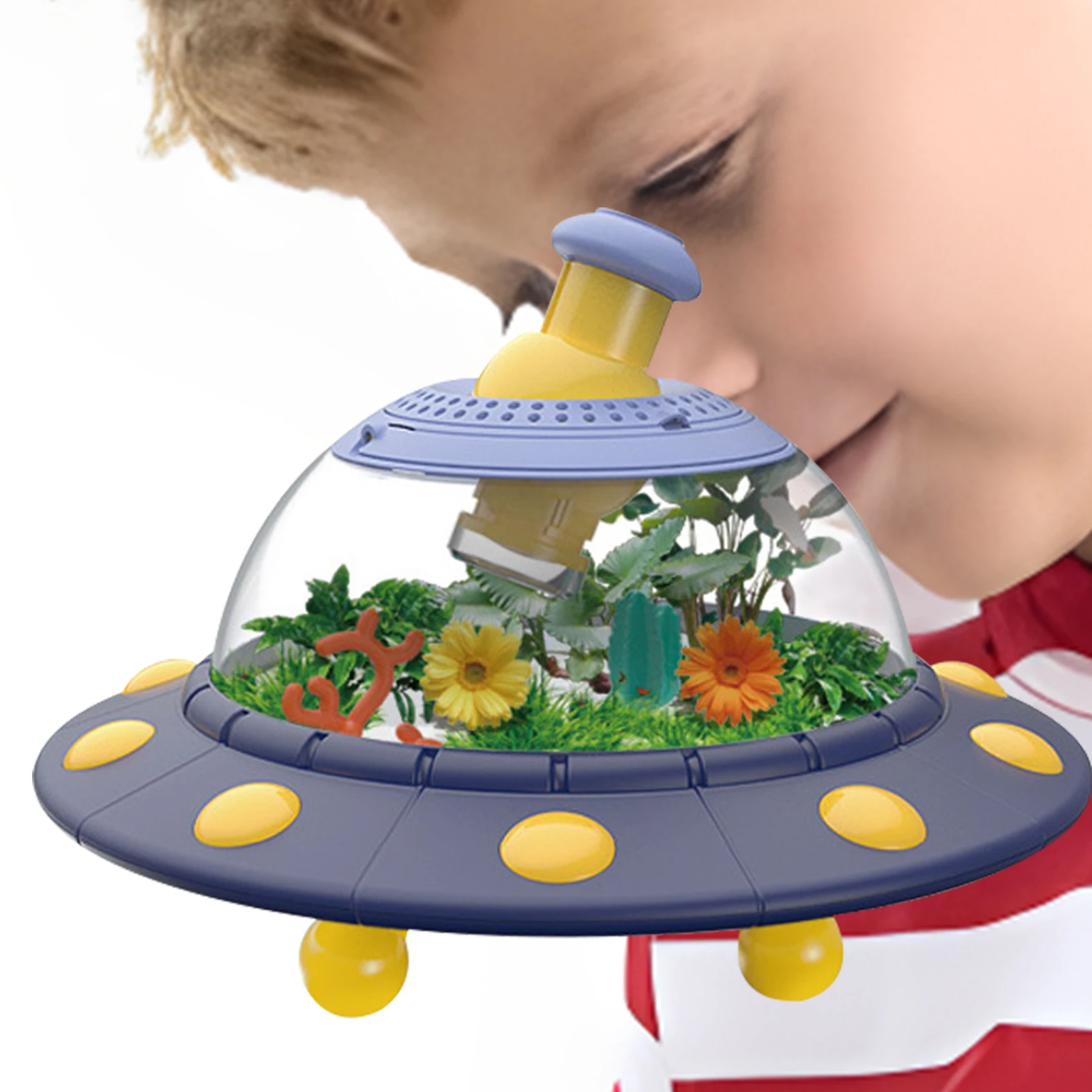 Insect Magnifier Toy UFO Critter Cage 360 Degree Rotation Nature Exploration Microscope For Kids Early Education Toys Gifts