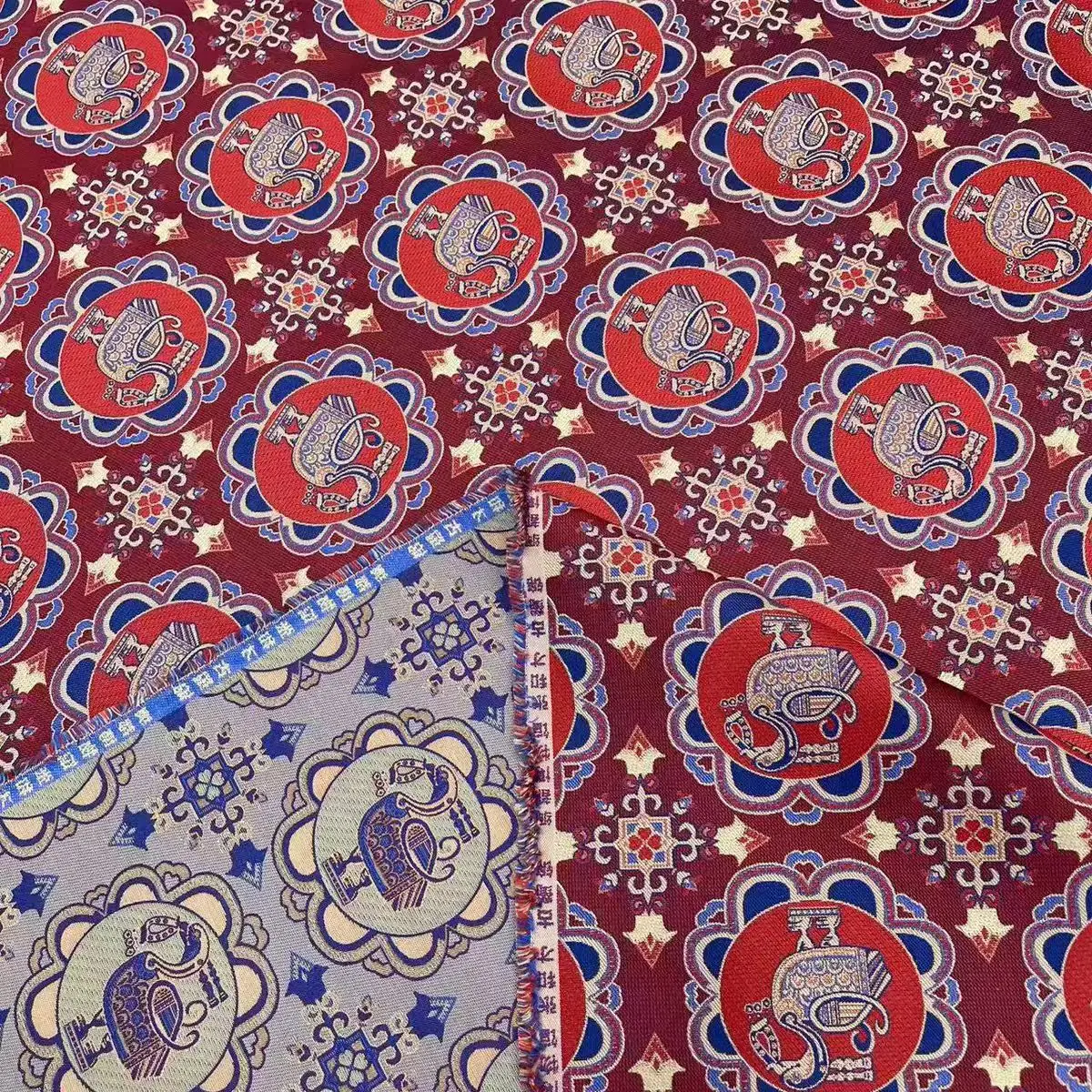 7th-8th century Tang Dynasty Silk Road restored fabric group nested to deer opaque 100% silk brocade