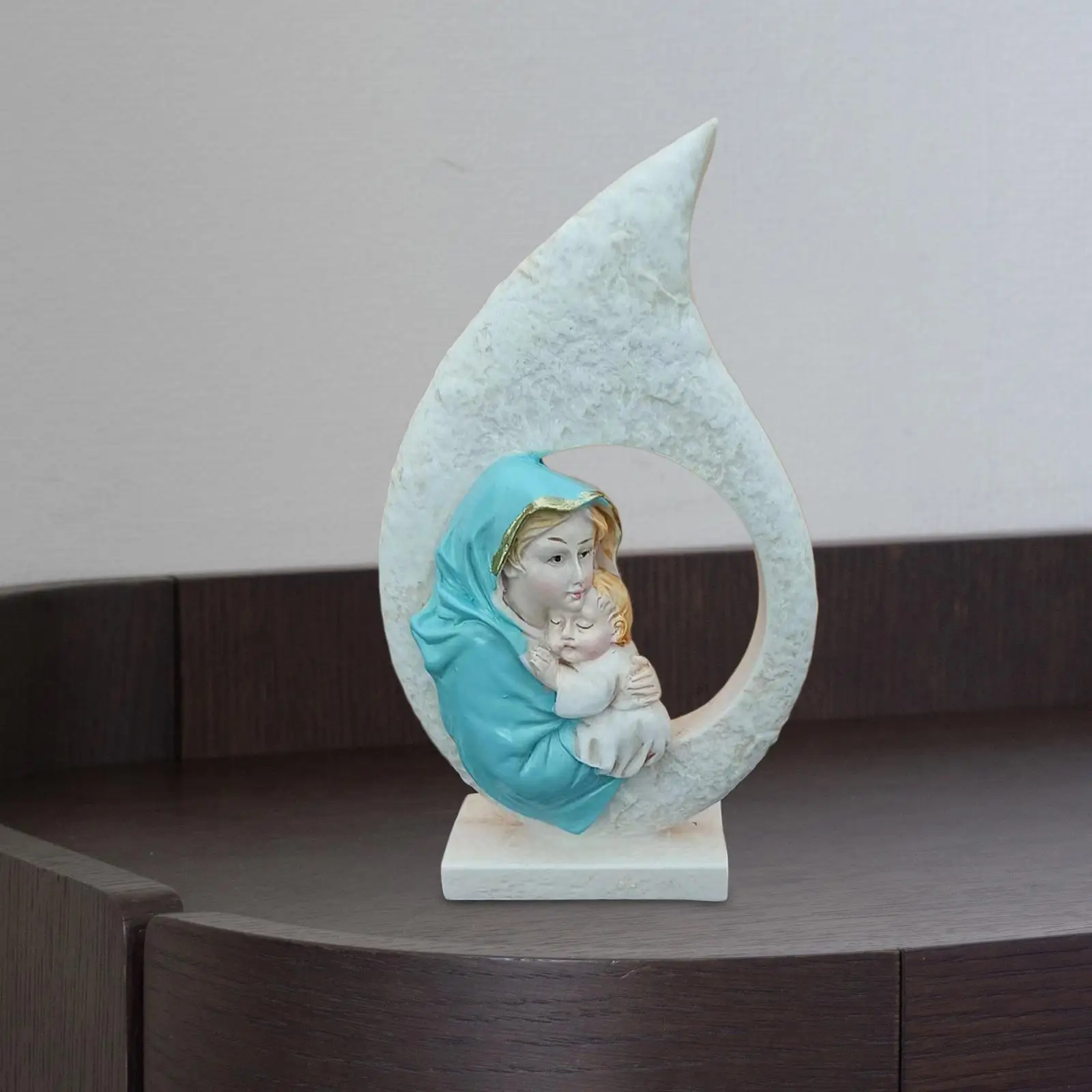 Religious Figure Statue Mary and Infant Jesus Figure Statue Holy Family Figurine for Living Room Bedroom Hotel Office