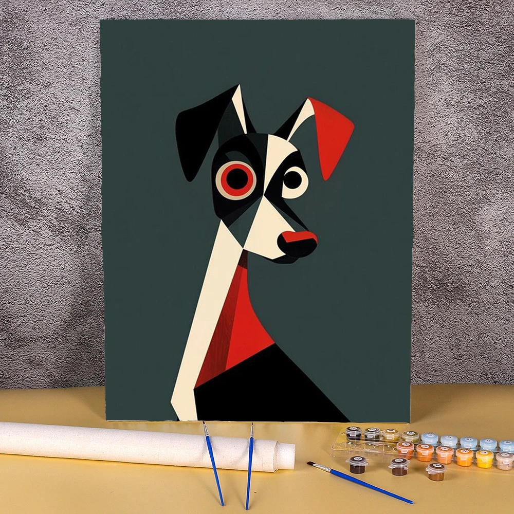 Diy Painting By Numbers Cartoon Dog Coloring By Numbers Handpainted Acrylic Canvas Paint For Children Bedroom Wall Diy Arts Gift