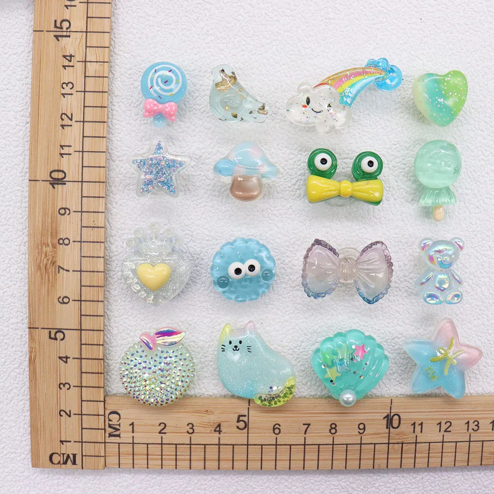 1-16PCS Resin Shoe Charms Buckle Cloud Candy Bear Mushroom Bird Bow Cookie Cat Star Shell Hole Slipper Accessories Decoration