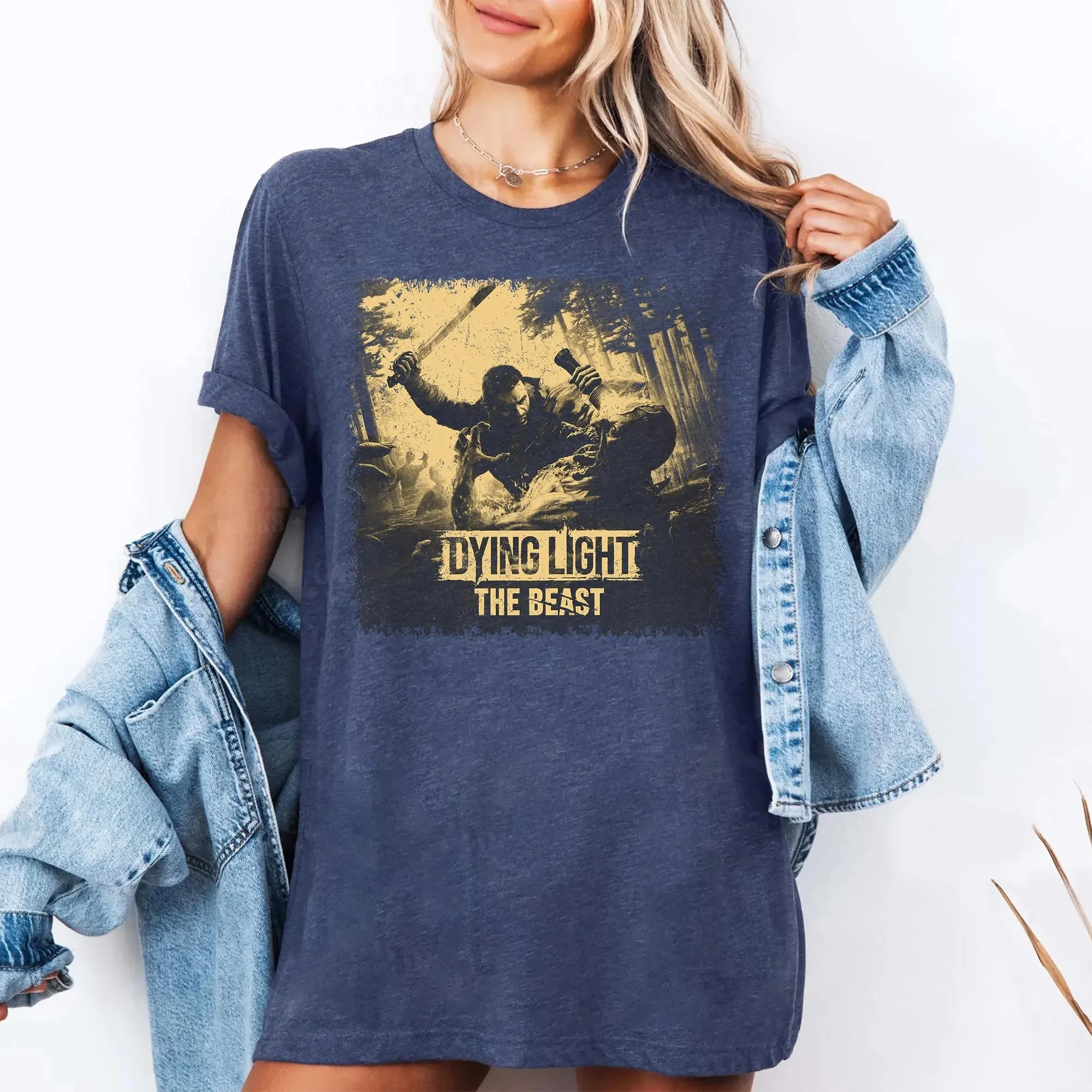 الموت ضوء الوحش قميص لعبة الرعب قميص غيبوبة بقاء الجرافيك طاقم الرقبة قصيرة الأكمام قميص للجنسين الرجال النساء جميع المواسم #2