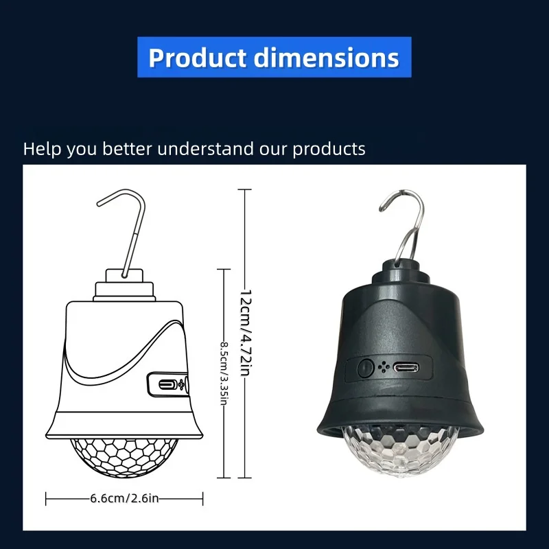 قطعة واحدة من مصباح الكرة السحرية المحمول على شكل خطاف قوس قزح، مصباح إيقاع الموسيقى، مصباح إسقاط دوار متعدد الألوان، مصباح ديكور.