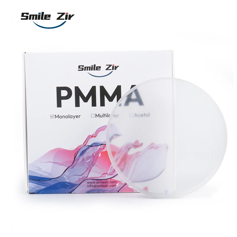 2PCS Dental Monolayer Clear PMMA Disc CADCAM Dental Lab 98mm Clear PMMA Milling Block 10-25mmTranslucent Mono PMMA Block