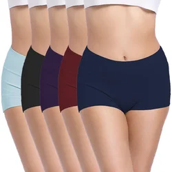 5PCS Seamless Women Boxers Underwear Cotton Safety Boyshorts Panties Ladies Cozy Full Coverage Lingerie Plus Size Underpants Set