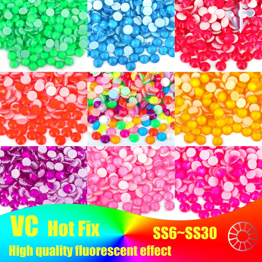 Fluorescence All Color Neon Hotfix Rhinestones Super Bright Crystal Strass Glass Iron On Rhinestone For Fabric Garment Dress