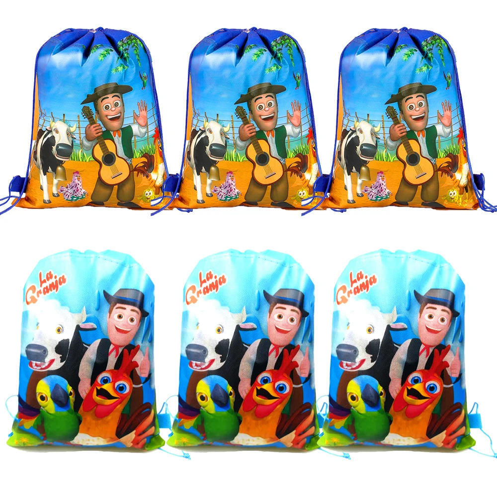 12pcs/lot La Granja Zenon Farm Theme Mochila Non-woven Fabrics Drawstring Birthday Party Kids Boys Favors Gifts Bags Backpack