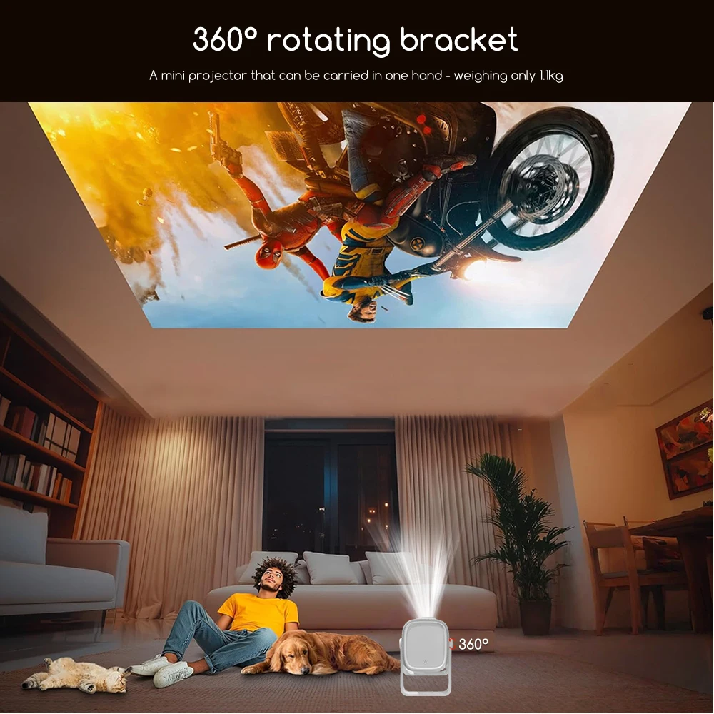 جهاز عرض Everycom R16 Full HD 1080P 4K بلوتوث واي فاي أندرويد 12 16000 لومن تركيز تلقائي متعاطي المخدرات مع 360 °   قوس الدورية