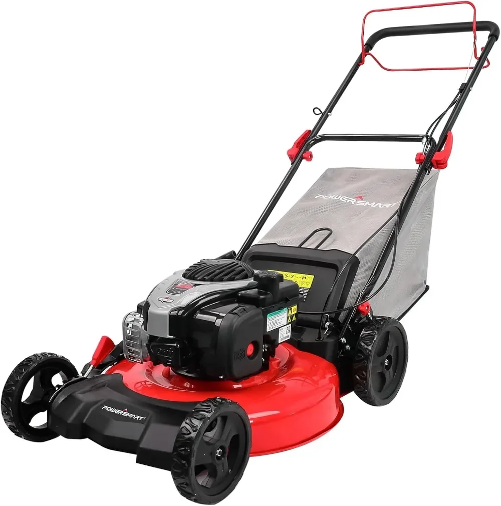 Self Propelled Lawn Mower with Briggs and Stratton E550 140cc Gas Engine 3-in-1 Mulching Side Discharge Bagging Features