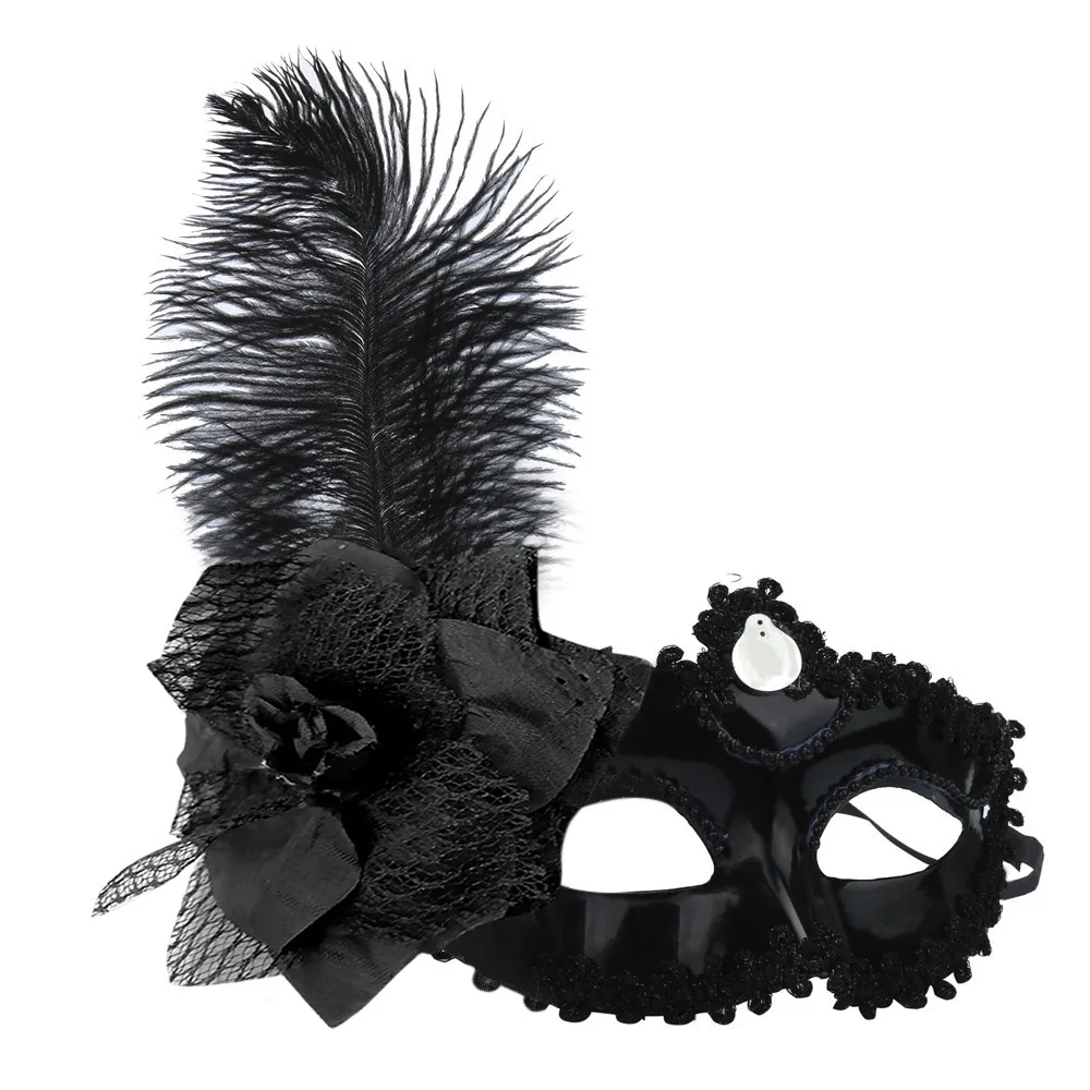 Masked Feather Mask Black Sexy Ball Mask Lace Halloween Hollow Ball Mask Accessories Ball Mask Party Black Swan Mask Half Face