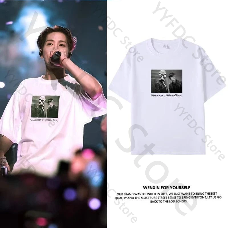 

Jackson Wang Same T Shirt MAGICMAN 2 World Tour Concert Letter Print T-shirt Summer Cotton Short Sleeve Tee Tops Fans Clothes