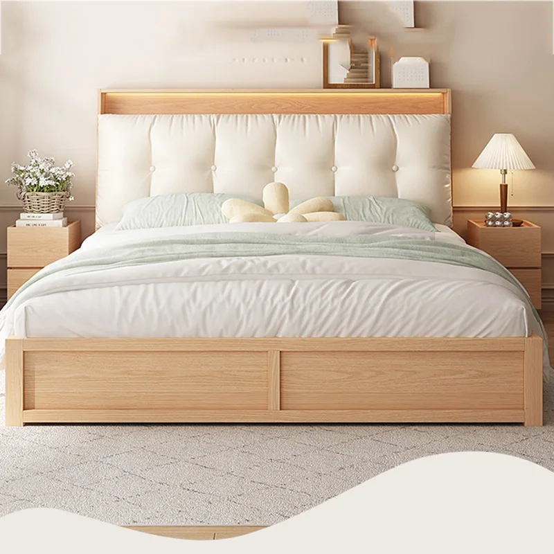 

loft headrest Double Bed Designer Headrest Storage Luxury Twin Double Bed queen floor letto matrimoniale bedroom furniture