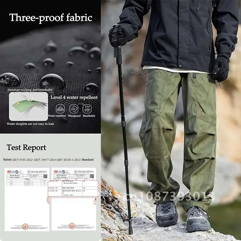 Autumn Men's Cargo Hiking Pants Waterproof Windproof Trousers Sport Pants Fishing Trip Cycling Antifouling Outdoor Camping