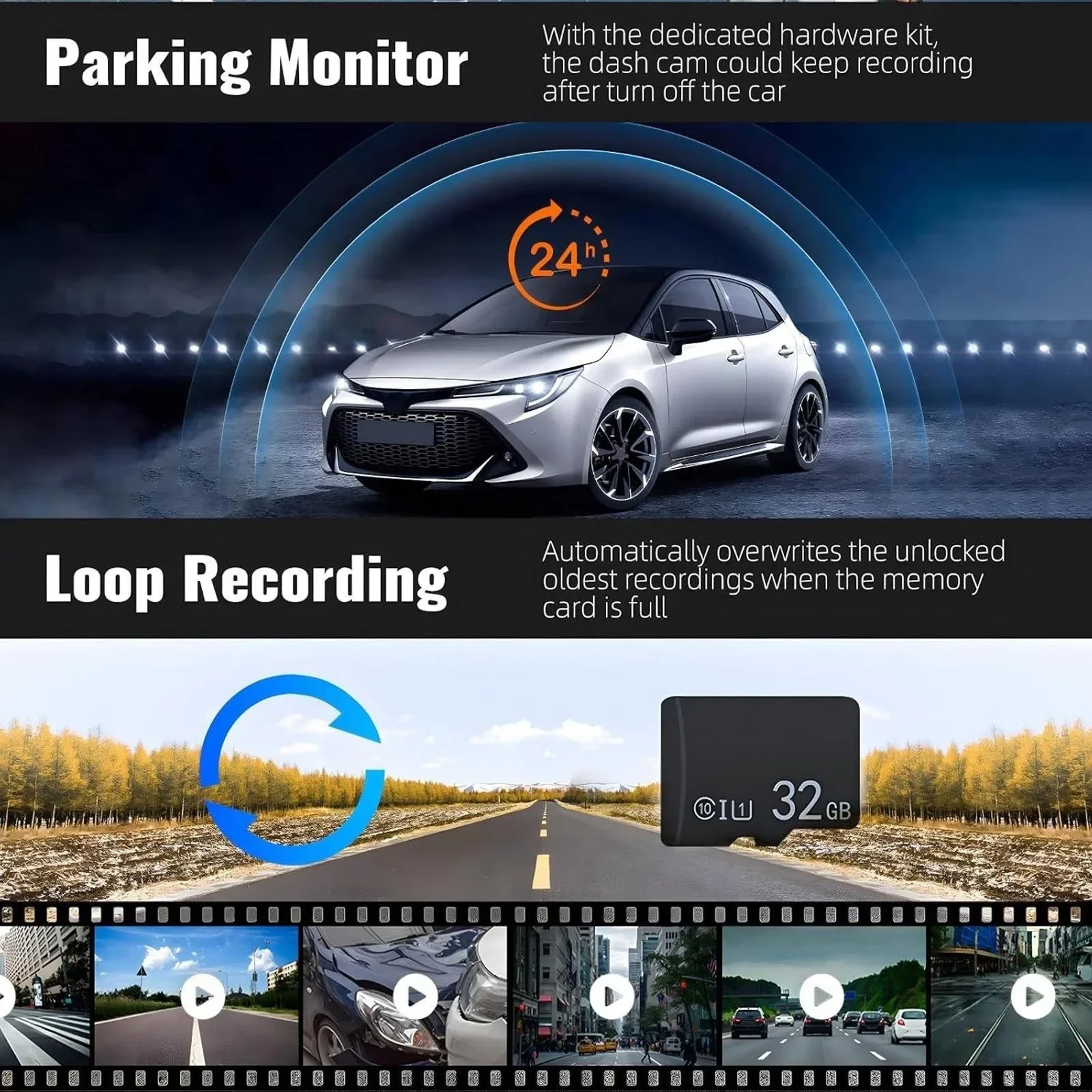 1080P HD Front and Rear Dash Cam for Car Driving Recorder with IR Night Vision G Sensor Three Point One Six Inch IPS Screen High Clarity Car DVR Camera for Vehicle Wide Angle Recording Night Vision Parking Monitor and Loop Recording Support view 4