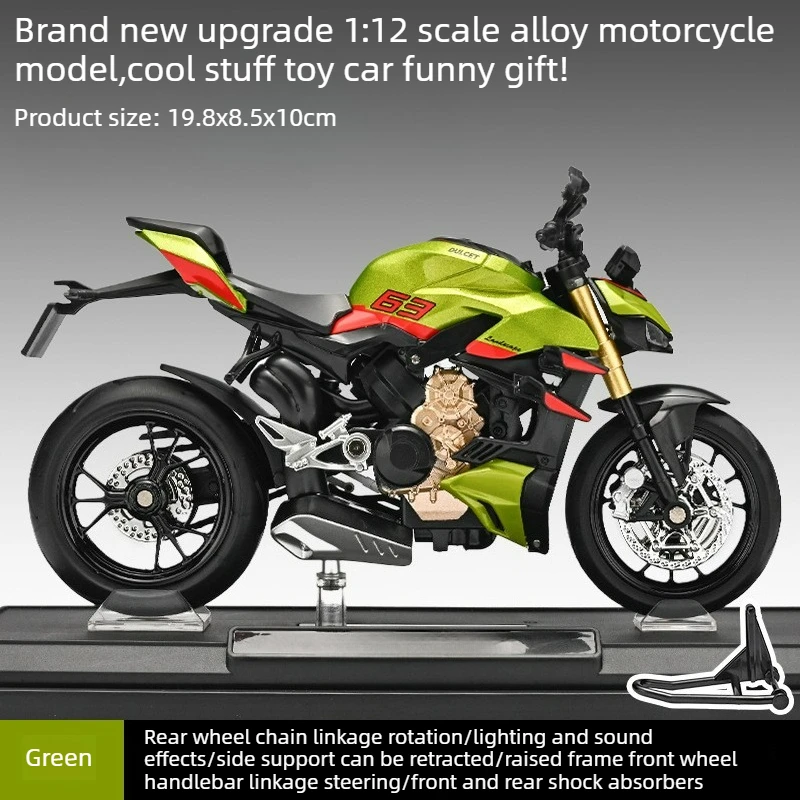 

Cool Stuff Toy Car Funny Gift-Kawaii 1:12 Alloy Motorcycle Car Model and Bracket,Collection Ornament,Monster Truck,Toys for Kids