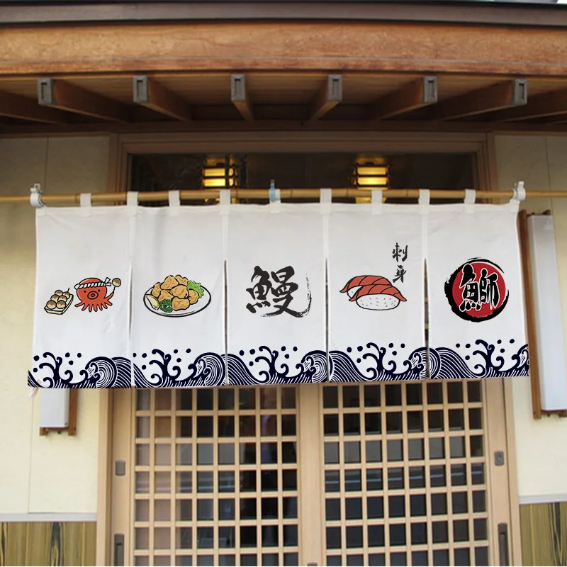 Cortinas de puerta japonesas para decoración de restaurante, cortina corta con bandera colgante de Sushi Shop, Izakaya, restaurante, Enterance,