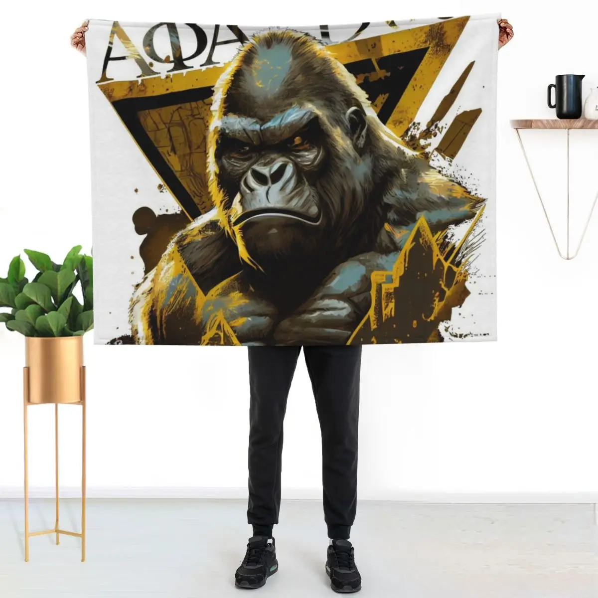 

Alpha Phi Alpha - Abstract Gorilla Throw Blanket Decorative Soft Throw Blanket for Couch Sofa