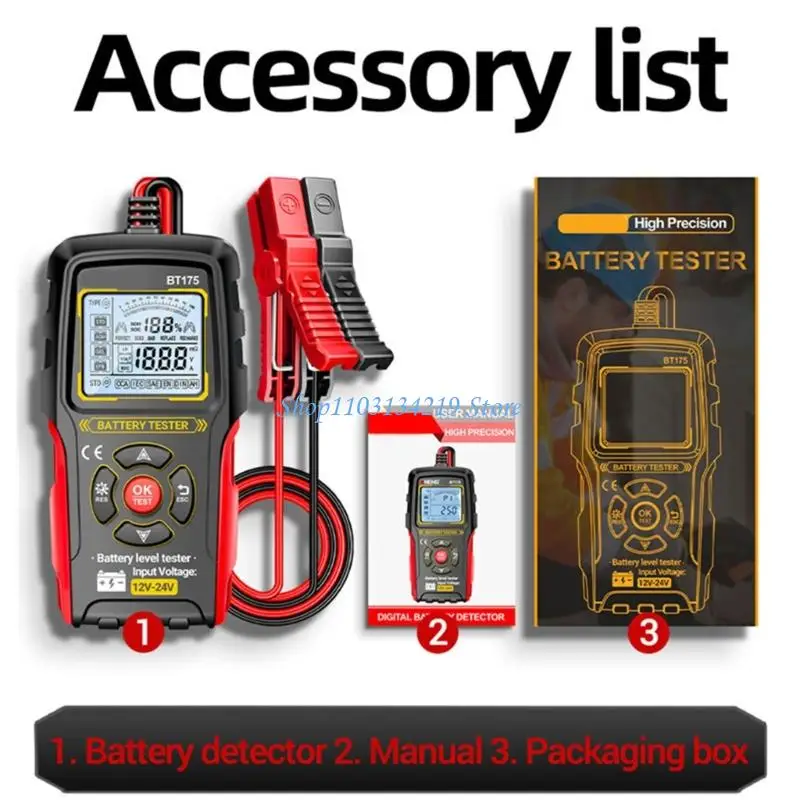 N5KC Handheld Vehicle Battery Tester LCD Screen Voice Alerts Life Assessment Tool