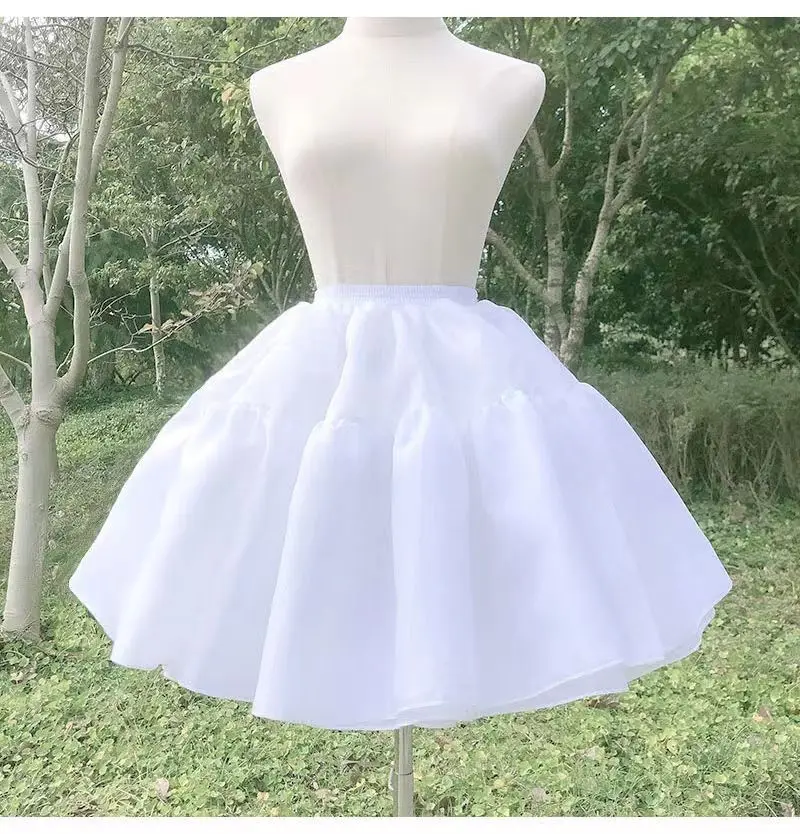 Short White Lolita Cosplay Bridal Petticoat for Women Jupon Crinoline Tutu Boneless Petticoat Underskirts Wedding فستان زفاف مف