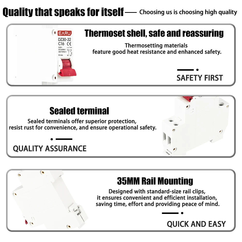 DZ30-32 DPN 1P+N Mini Circuit Breaker MCB 6A 10A 16A 20A 25A 32A Din Rail Mounting Cutout Miniature Household Air Switch OEM DIY