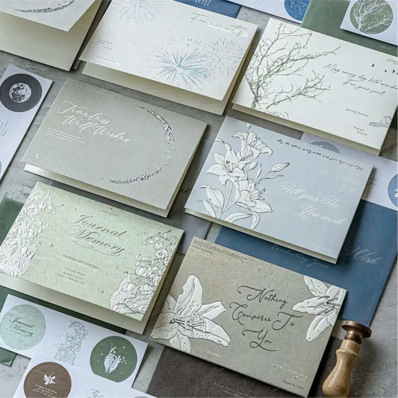 

Card Lover 2 шт. [серия Silent Mystery] поздравительные открытки конверты писчая бумага лунный свет поэзия изысканное серебро тиснение