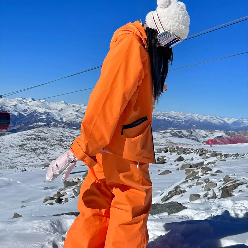 بدلة تزلج نسائية من NuJune X Zachariah سترة شتوية حرارية مقاومة للماء مع بنطلون للتزلج على الجليد معطف فضفاض عصري على الجليد #6