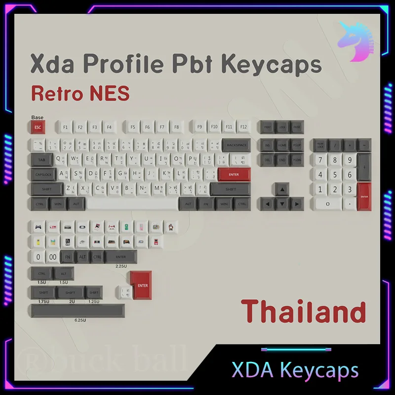 XDA Retro Keycaps NES Profile PBT Material Dye-Sub ISO ANSI Layout Korean Brazil German Spanish Key Caps Custom For Wooting