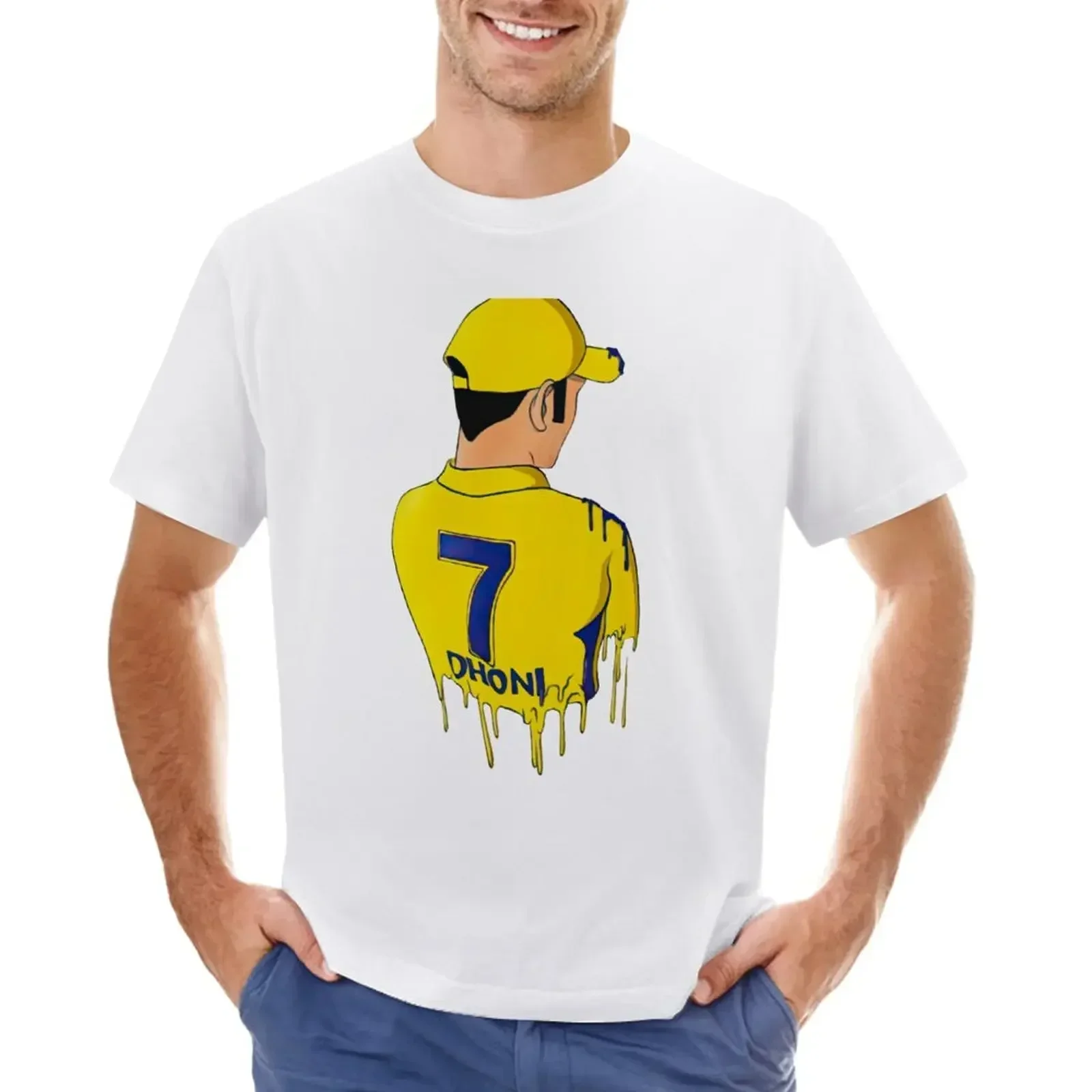 Dhoni - ms Dhoni - csk T-Shirt anime clothes tees plain t shirts men manga vintage anime clothes oversized t shirt men clothing