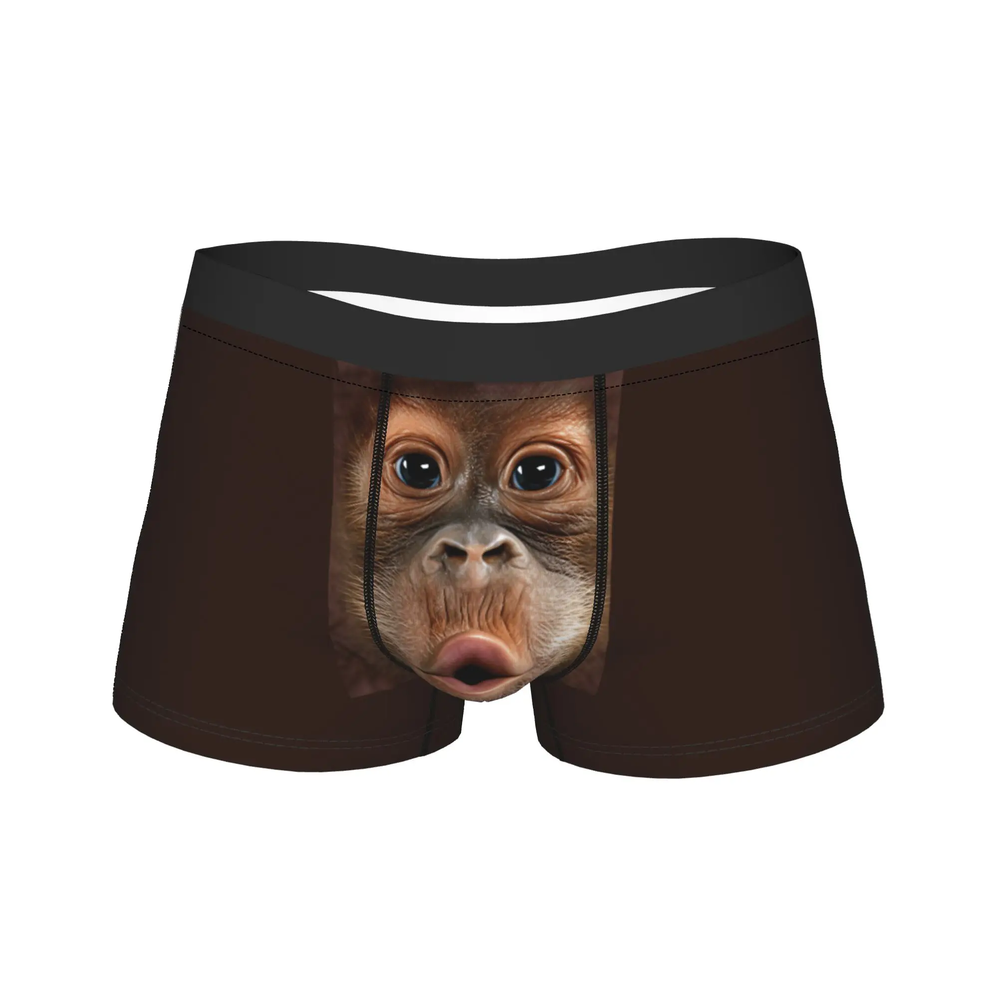 Cute Baby Orangutan Surprised Face Closeup Boxershorts Pouch Underwear Trenky Shorts Briefs Soft Trend Men's Underpants Big Size
