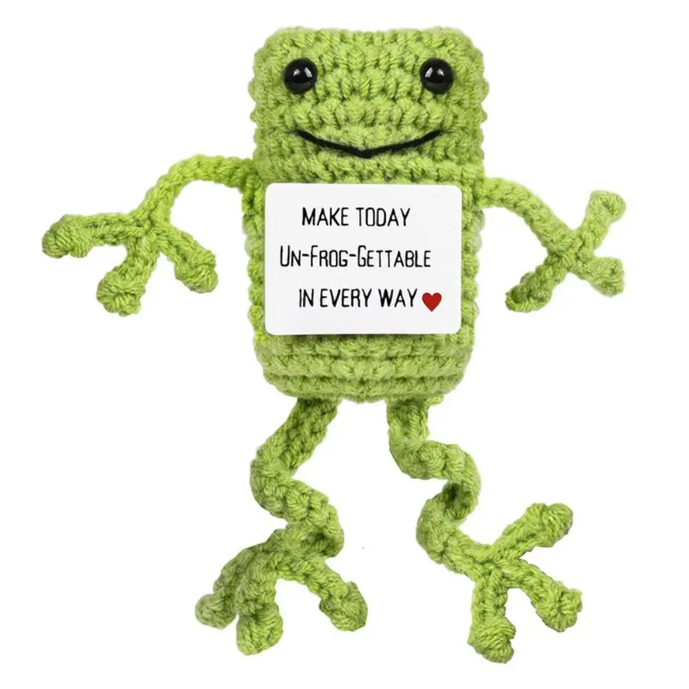 

New Funny Positive Frogs Support Frog Gifts Soft Handmade Emotional Doll Small ornaments Crochet Animals