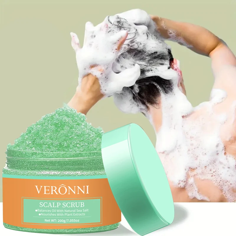 VERONNI Champú Exfoliante para el Cuero Cabelludo de 200 ml, Limpiador Profundo, Refrescante, Control de Grasa, Anticaspa, Cuidado del Cabello