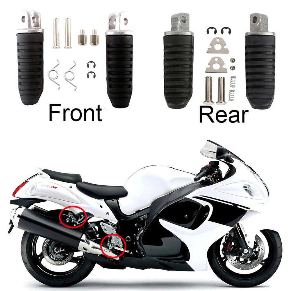 Front Rear Footrests Foot Pegs for Suzuki Hayabusa GSX1300-R GSX1300R2008 2009 2010 2011 2012 Black