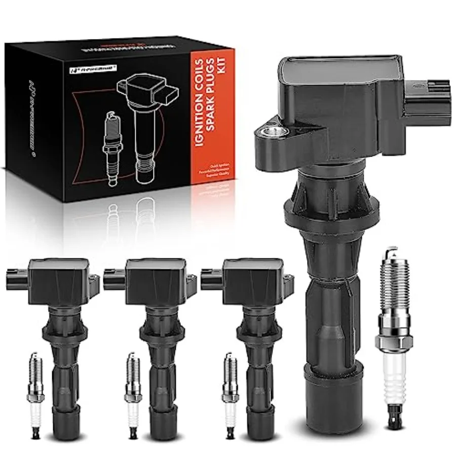 

Set of 4 Ignition Coil Pack and Iridium Spark Plugs Compatible with Mazda 3 2006-2013, 6 2006-2013, CX-7 2010-2012, 2.0L 2.3L 2