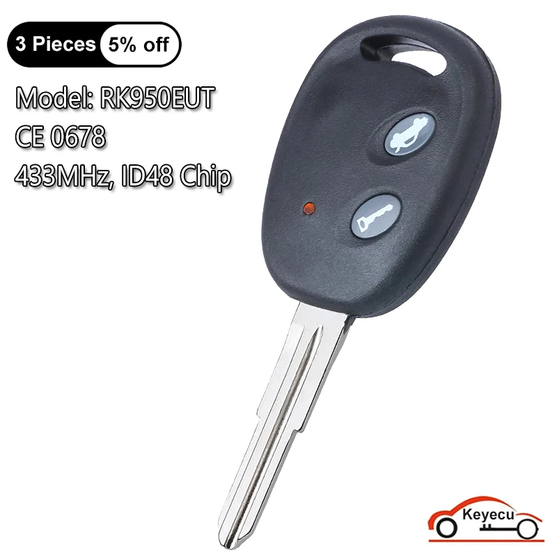 KEYECU 2 Buttons 433.92MHz ID48 Chip for Chevrolet Aveo 2009 2010 2011 2012 2013 2014-2016 Auto Remote Key Fob RK950EUT CE 0678