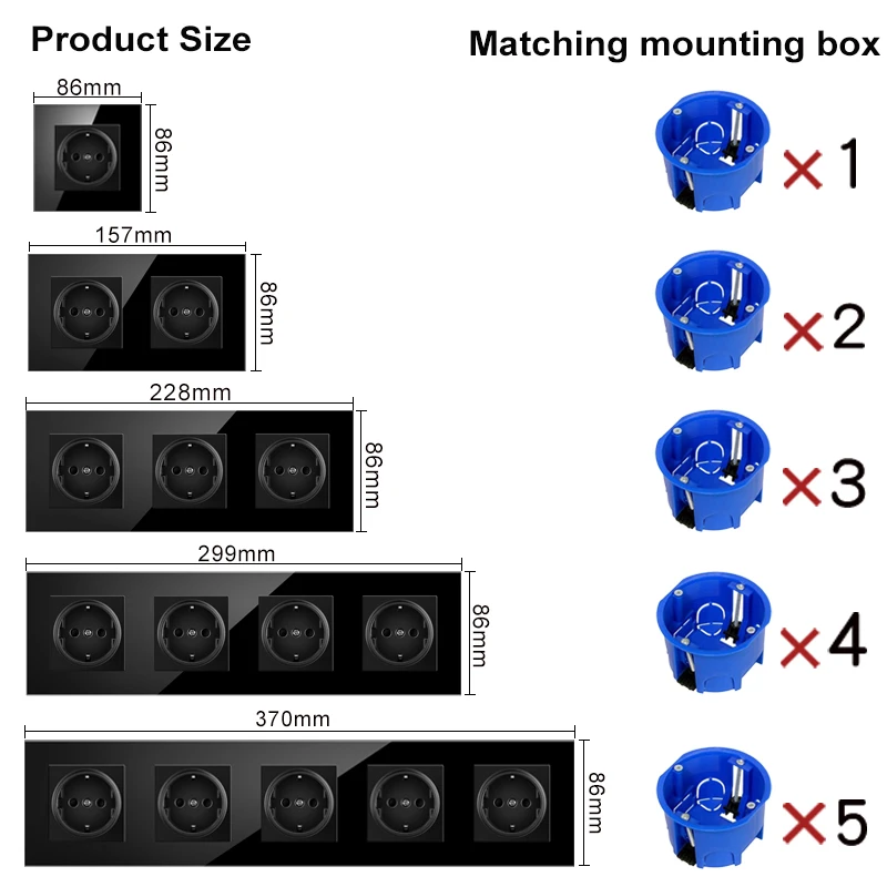 Nywp wall mount module diy European standard pc black panel socket switch button free combination function