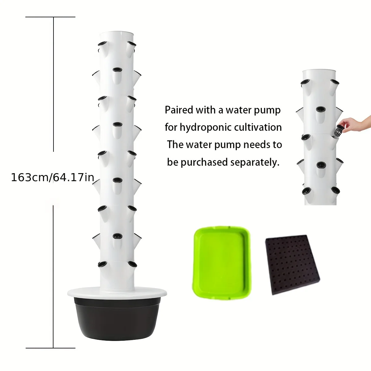 9 Layers of Hydroponic Plant Tower System with Automatic Watering, Blue and Black Plastic Multi-Layer Garden, Indoor/Outdoor Use