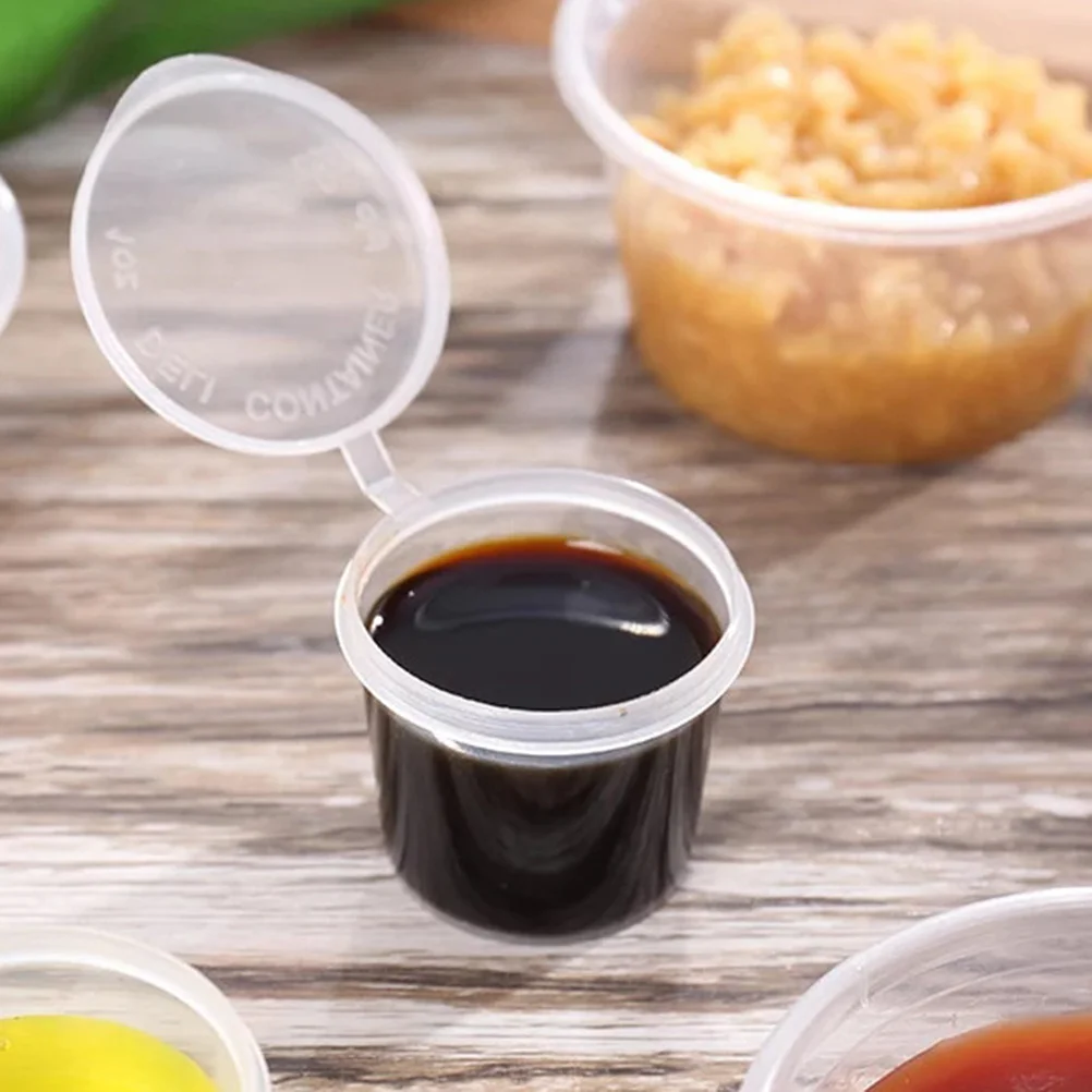 

100Pcs Disposable Plastic Sauce Cups 3oz 85ml Portion Containers for Yogurt Jelly Pudding Condiment Samples Party Events