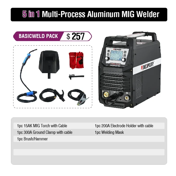 Welder 5 in 1 MMA TIG MAG MIG  200 AMP IGBT Aluminum CO2 NO GAS Inverter Welding Machine