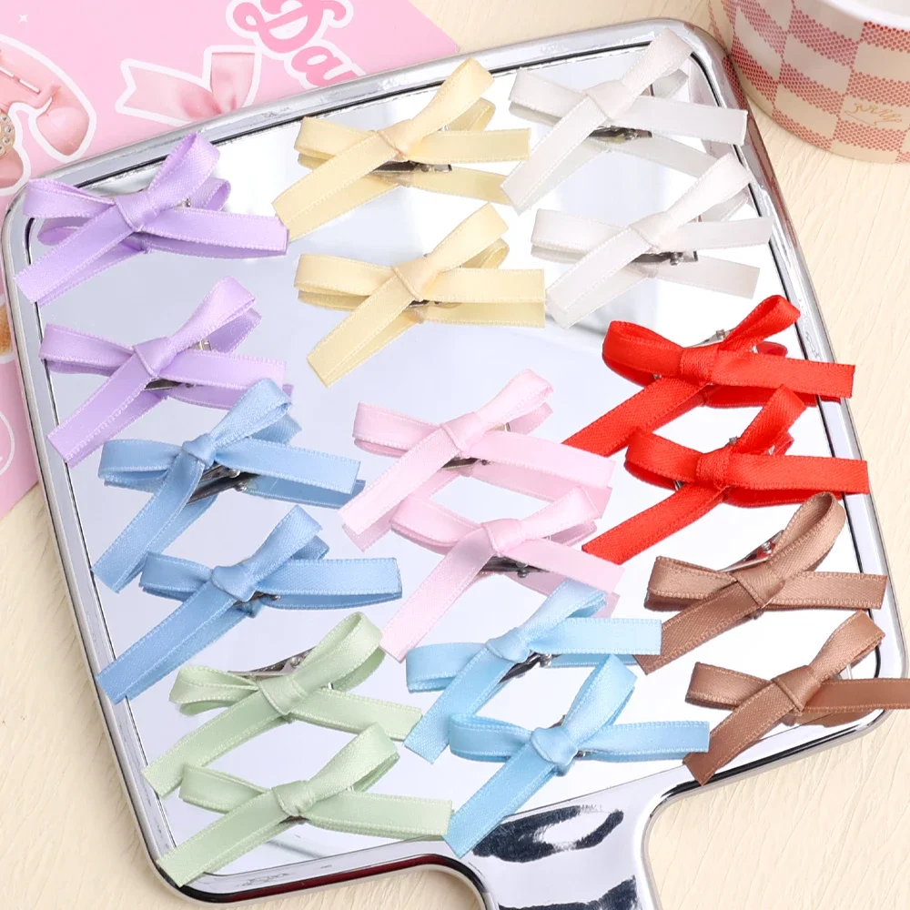 6/24pcs Korean Bowknot Hair Clips Ballet Ribbon Bow Hairpins Bang Clip Girls Mini Grabs Clips Women Headwear Hair Accessories