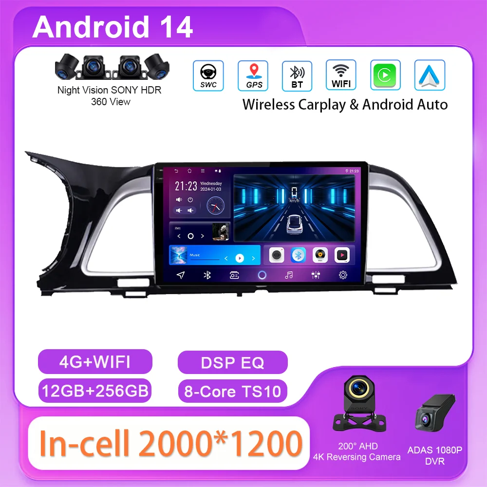 

Car DVD Android 14 Radio Stereo For Kia K4 2014 -2017 Auto GPS Navigation Touch Screen NO 2Din QLED Screen 4G Multimedia Player