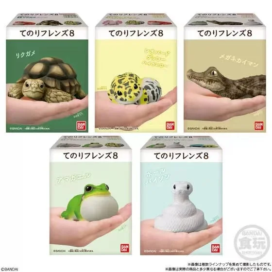 Japanese Bandai Genuine Scale Model Palm Animal Tortoises Caiman Crocodiles Rain Frogs Maned Lion Lizards Action Figure Toys