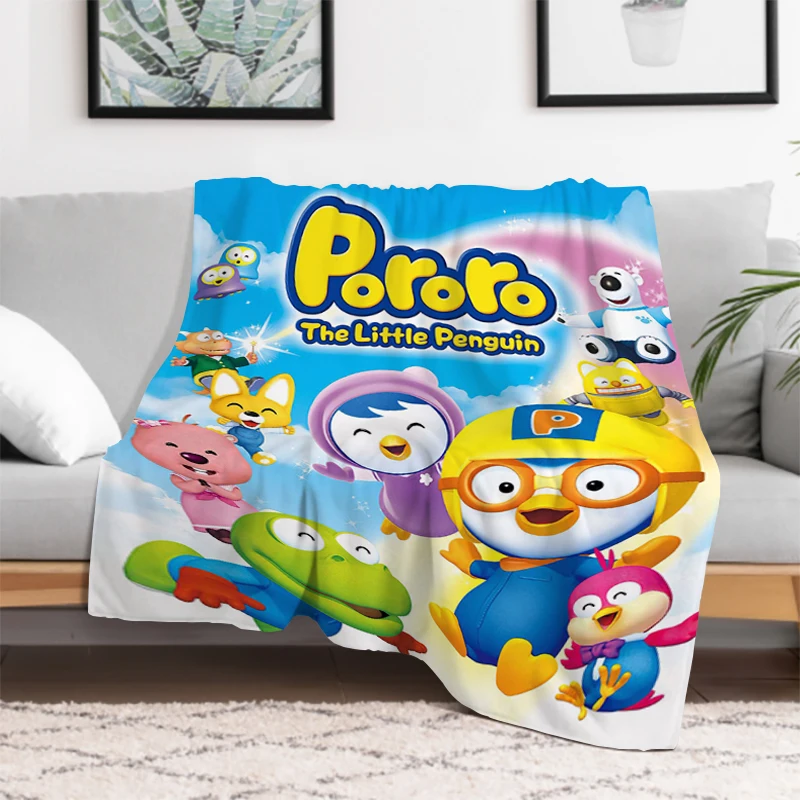 

Cartoon Cute P-Pororos-S Penguin Throw Fleece Blankets for Winter Custom Blanket Fluffy Microfiber Bedding Soft Plaid With Print