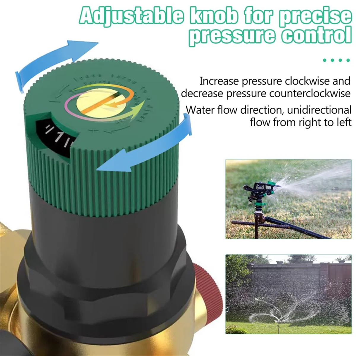 Pressure Regulator Water 3/4 Inch, Water Pressure Regulator with Water Pressure Gauge and Mesh Filter